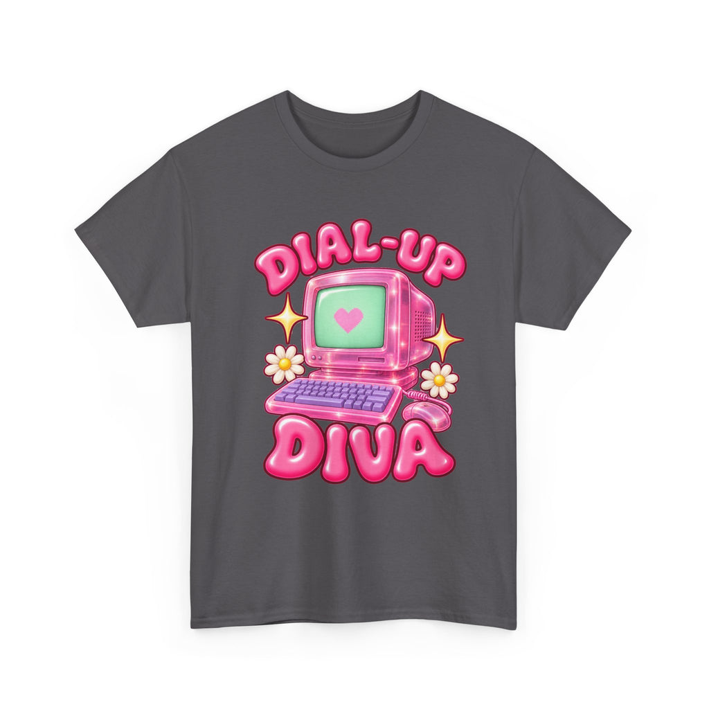 Dial-Up Diva Retro Computer T-Shirt | Y2K Graphic Tee | 90s Nostalgia Shirt | Pink Aesthetic Gift for Her