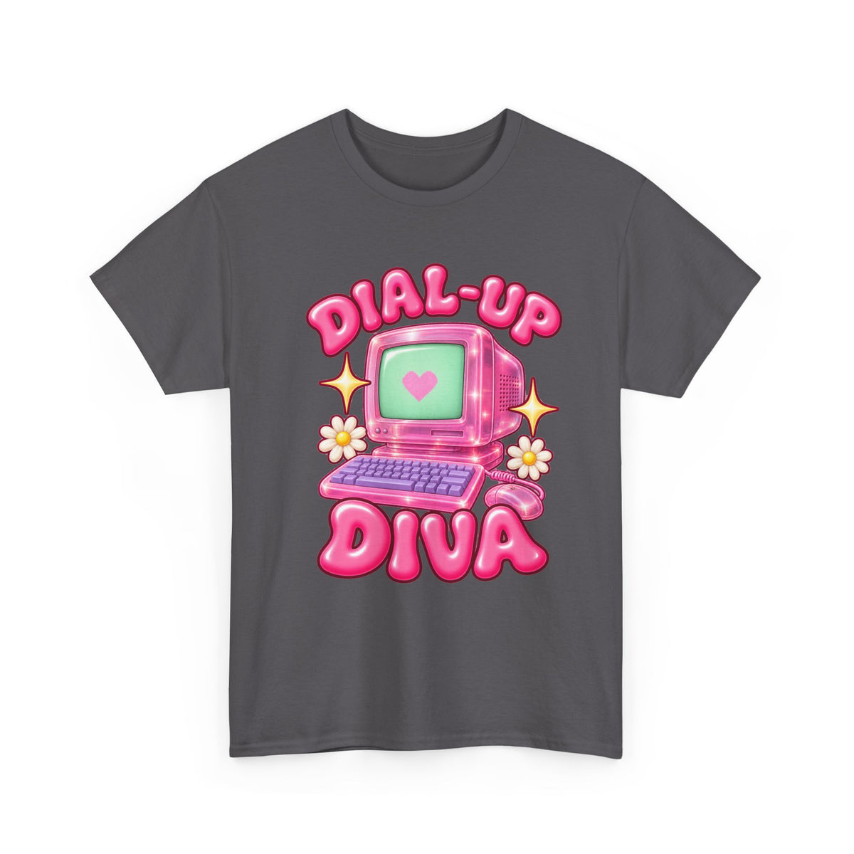 Dial-Up Diva Retro Computer T-Shirt | Y2K Graphic Tee | 90s Nostalgia Shirt | Pink Aesthetic Gift for Her