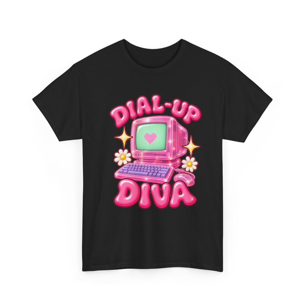 Dial-Up Diva Retro Computer T-Shirt | Y2K Graphic Tee | 90s Nostalgia Shirt | Pink Aesthetic Gift for Her